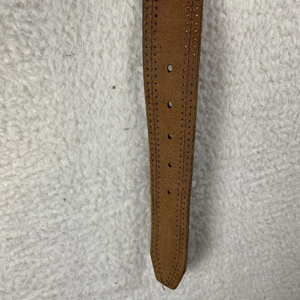 Eddie Bauer Waist Belt Men's Medium‎ Brown Leather Silver Buckle Adjustable 9607